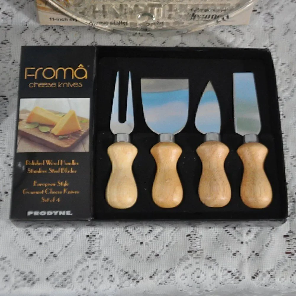 IKEA Metal Farm Pitcher Clear Cheese Plate and Froma Cheese Knives